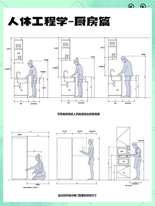 厨房人站立操作位手臂可及范围示意图