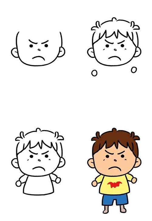 儿童生气表情手绘 家庭教育情绪主题