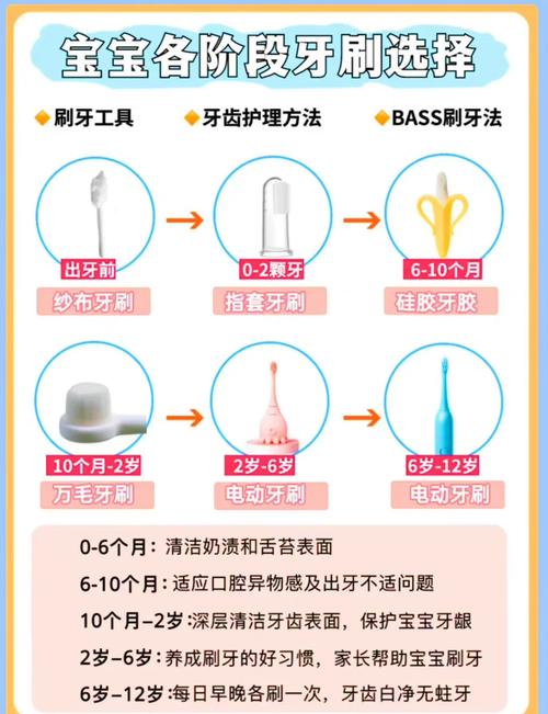 不同月龄宝宝口腔清洁工具对比图