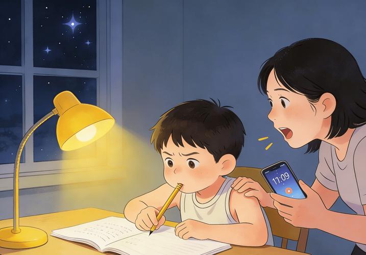 家长刷手机要求孩子写作业现场