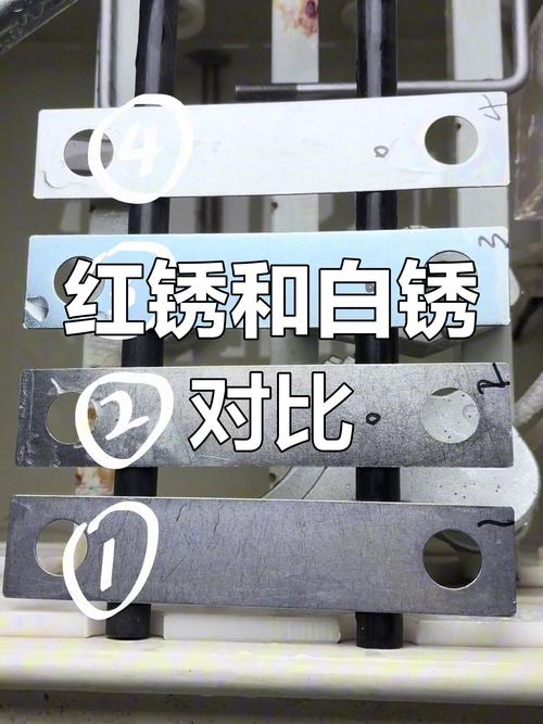 盐雾测试后锈蚀的镀锌零件对比
