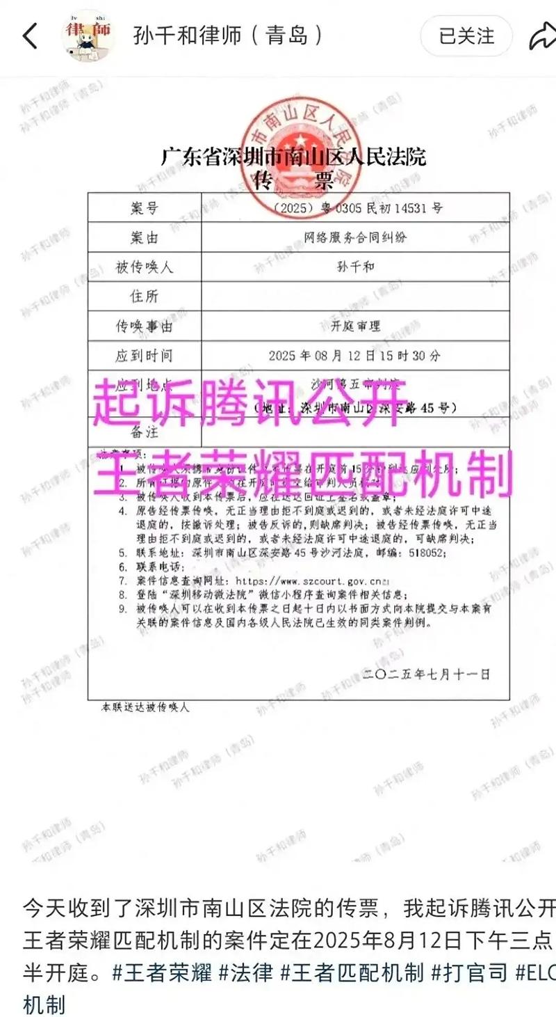 玩家起诉游戏公司互联网法院开庭公告截图