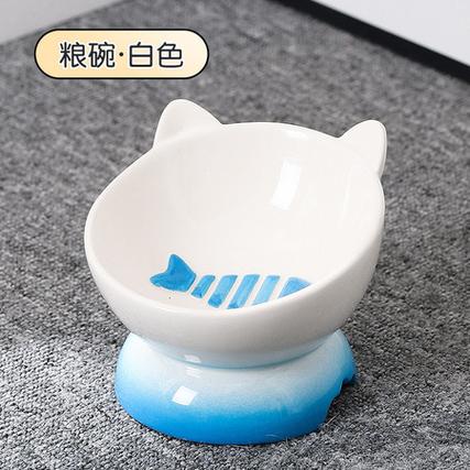 猫咪口腔溃疡期适用的浅口陶瓷食盆实拍图