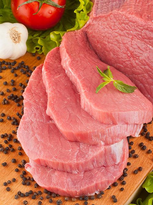 生鲜市场新鲜冷鲜肉切面特写图