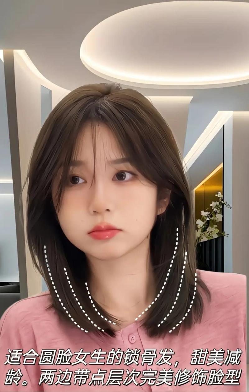 圆脸女性发型设计示意图