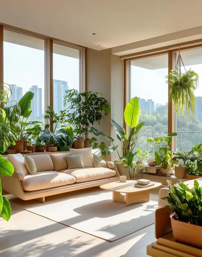 小户型客厅适量栽种绿植温馨场景
