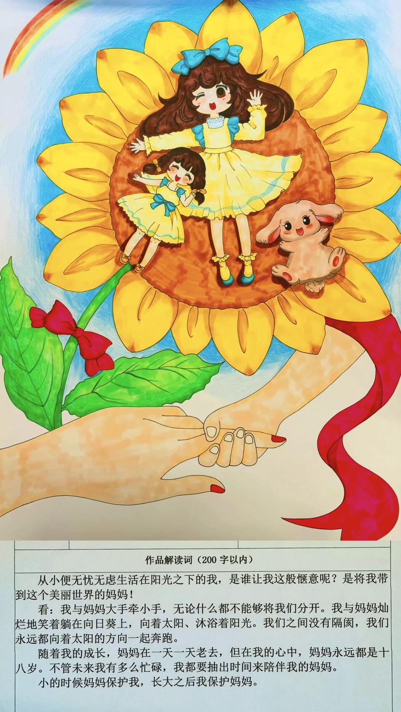 儿童散文情感主题涂鸦作品示例