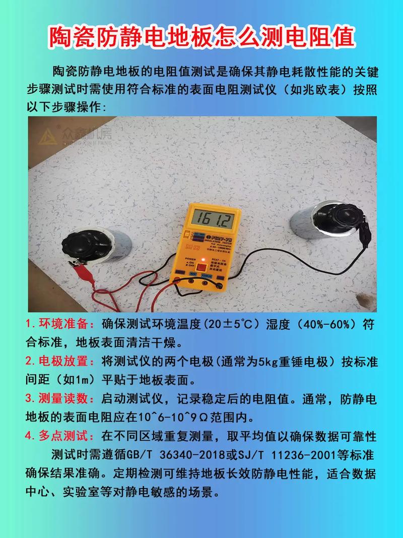 防静电地坪系统电阻测试方法示意图