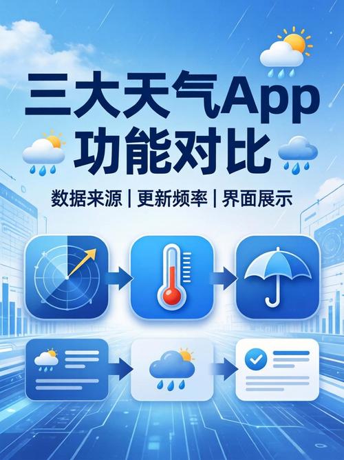 智能手机屏幕同时打开三个天气APP的对比界面