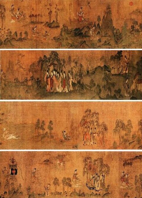 中国东晋顾恺之洛神赋图山水局部