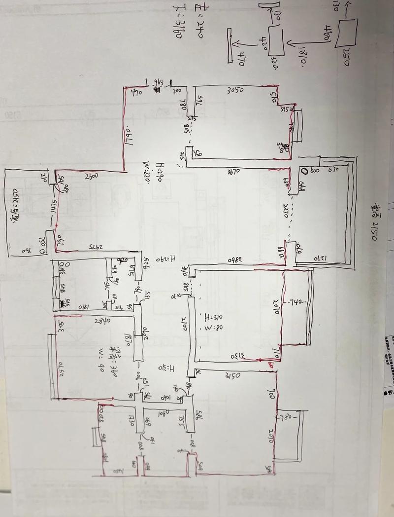 二手房装修前期原始户型测量现场图