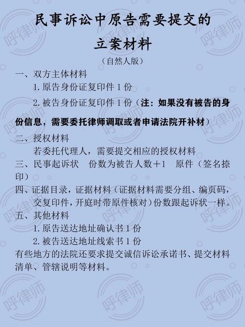 民事诉讼法民事立案材料要求清单
