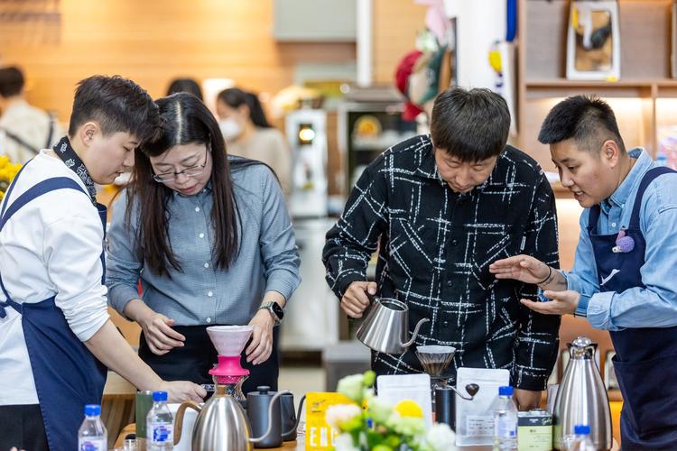 大学生和职场校友在咖啡馆交流职业体验