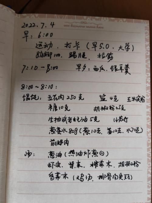 普通人手写膳食记录便签实拍