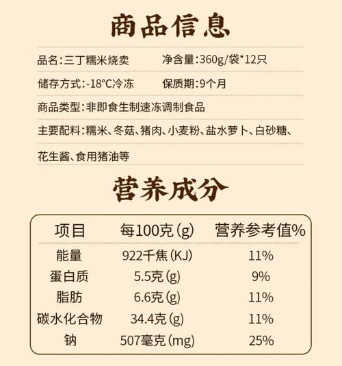 豫园小笼包营养成分表