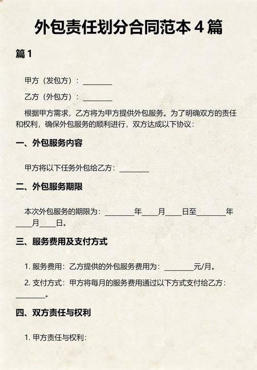 企业外包项目权责划分协议书模板