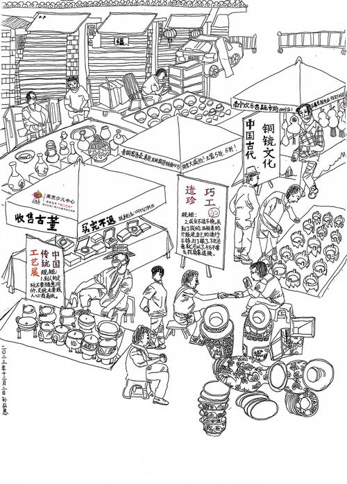 文创集市售卖油画临摹名家作品摊位图