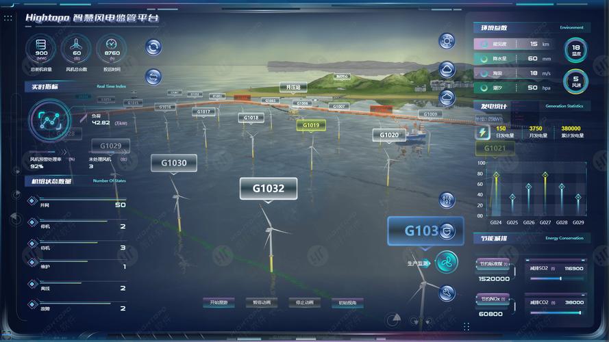 海上风电场数字孪生运维监控平台界面