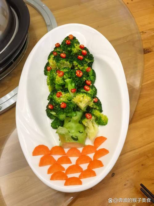 创意摆盘的儿童营养餐，西兰花像小树
