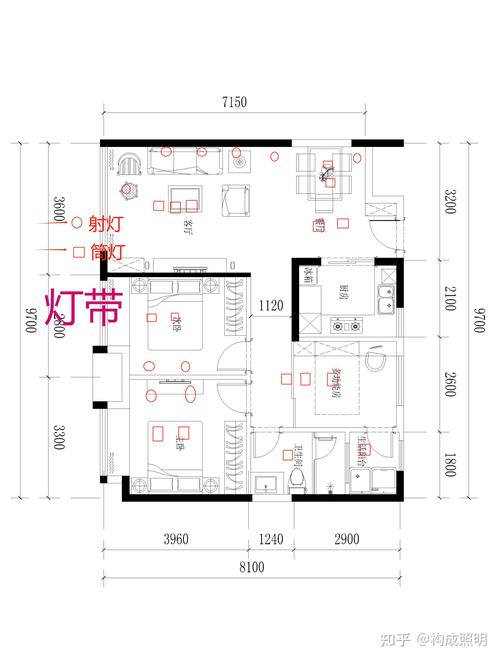 家装客厅分层照明点位布局图
