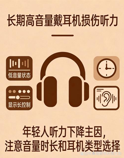 耳机使用不当导致听力损伤示意图