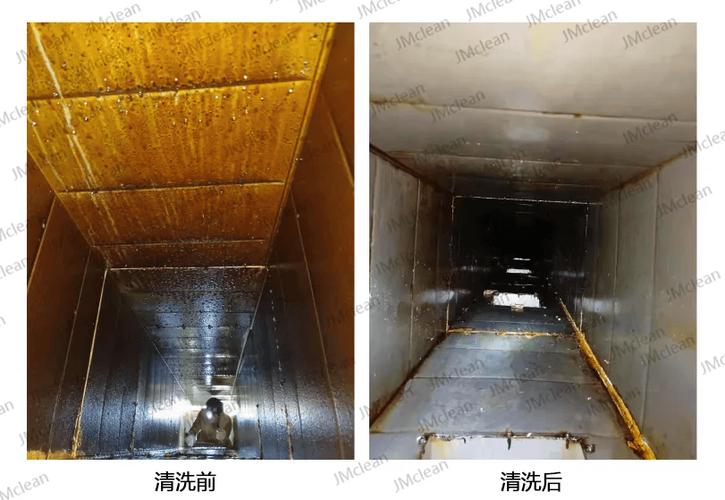 干面粉清洁厨房油烟机油污前后对比图