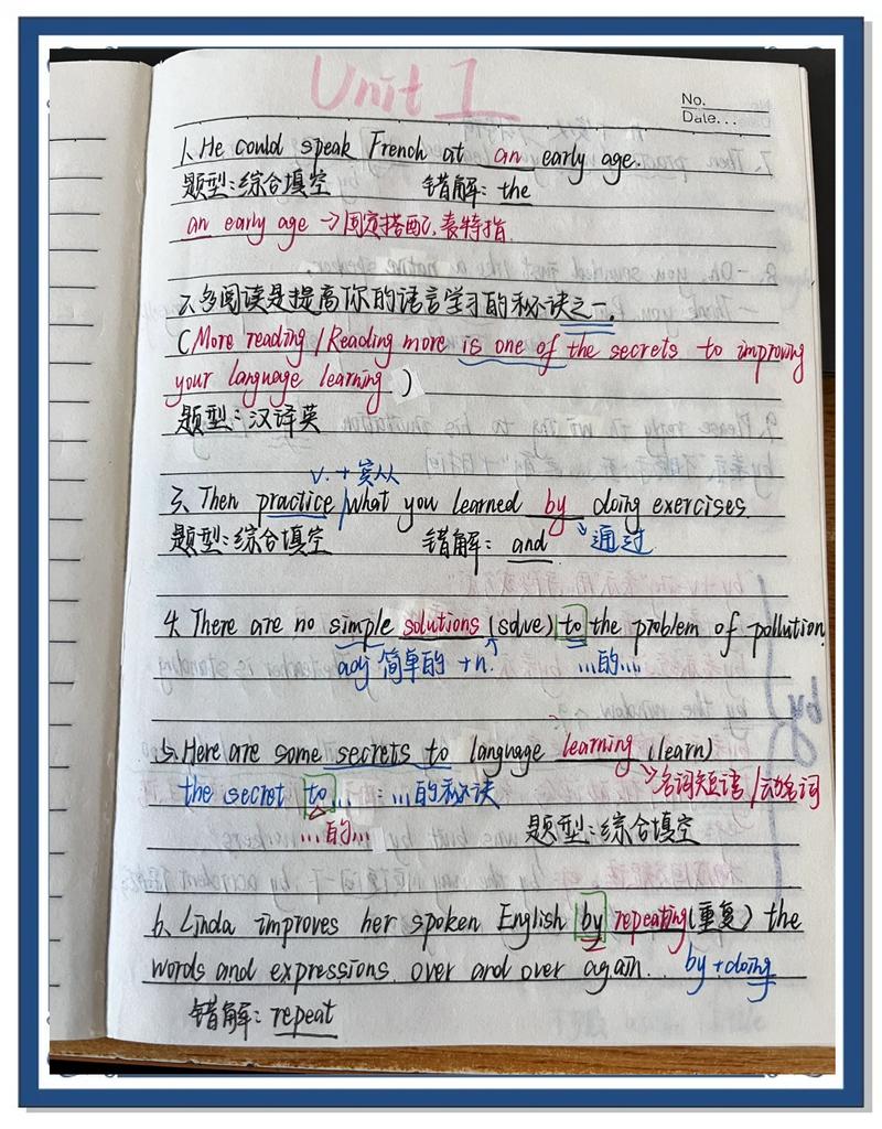 初三学生书桌英语短文改错错题实拍