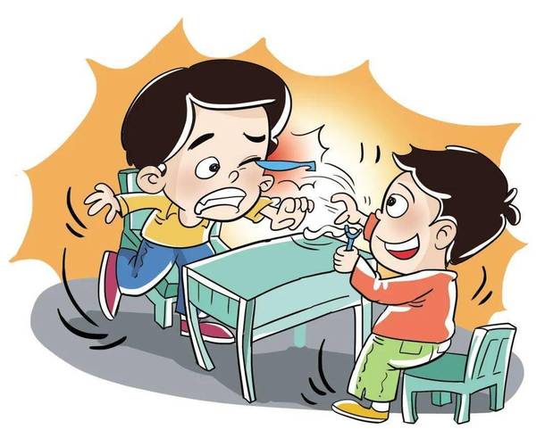 小学生课间争吵漫画示意图