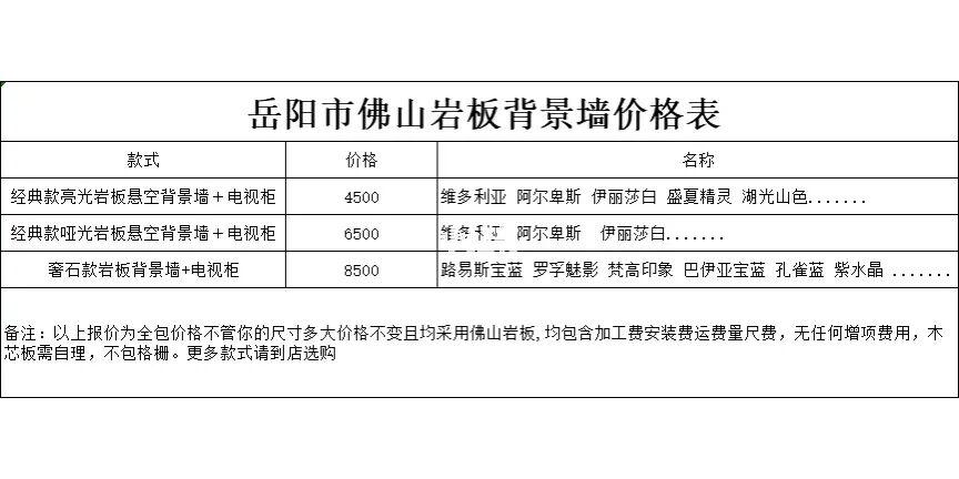 电视柜报价单明细 材料单价对比