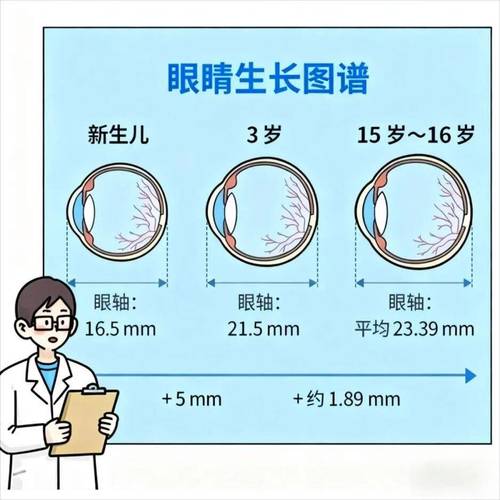 儿童眼球发育阶段对比示意图
