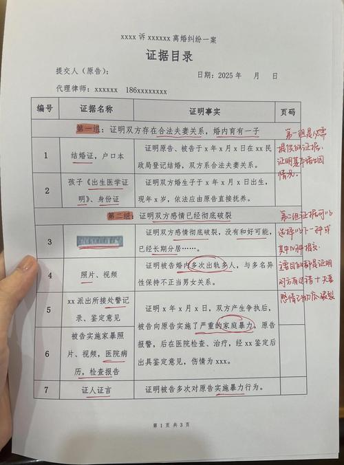 离婚法庭举证环节展示纸质证据照片