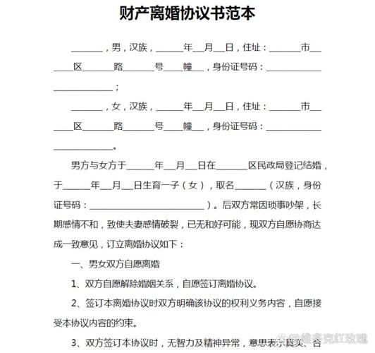 夫妻离婚财产分割协议签署场景