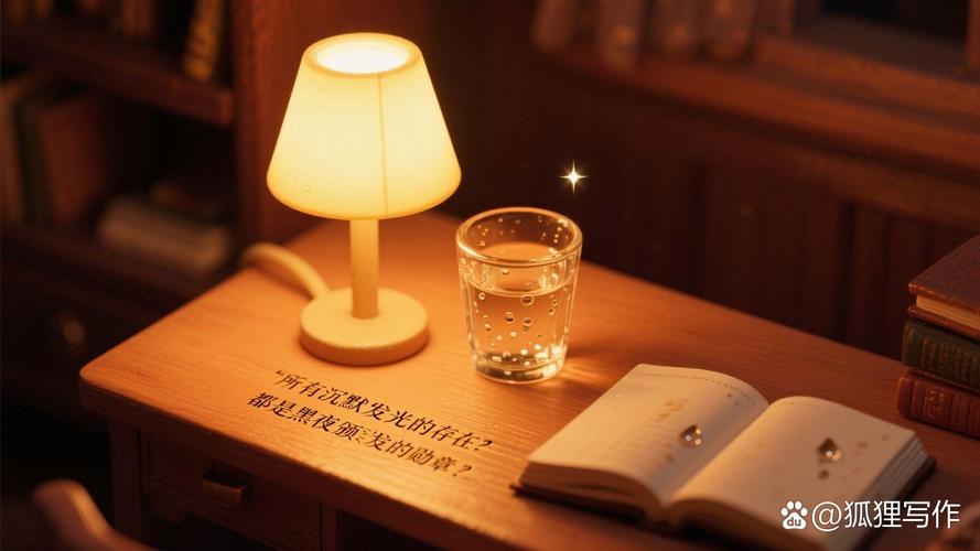 深夜台灯下打开诗集的特写