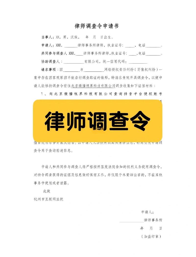 债务追偿律所律师调查令申请材料图