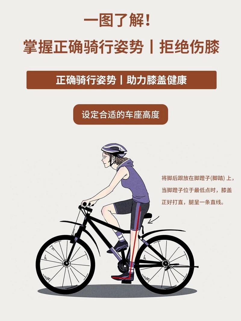 日常骑行错误装备导致膝盖受力错误示意图
