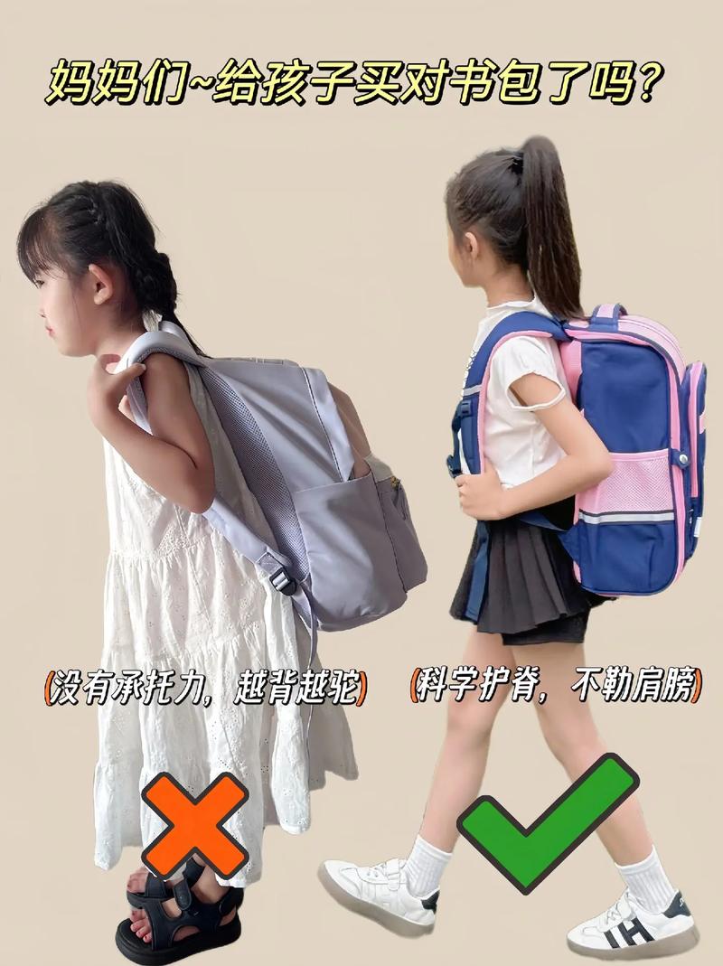 儿童正确背书包姿势侧面示意图