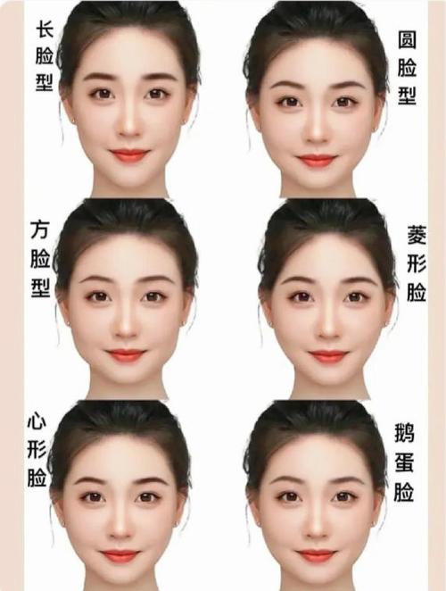 女性不同脸型对比示意图