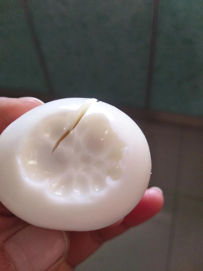 煮鸡蛋壳上留着老人牙印的特写照片