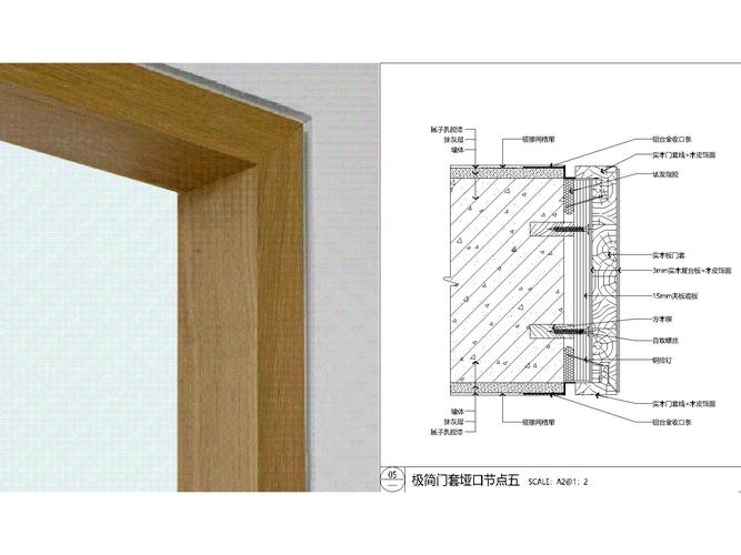 极简门门框墙体收口节点图