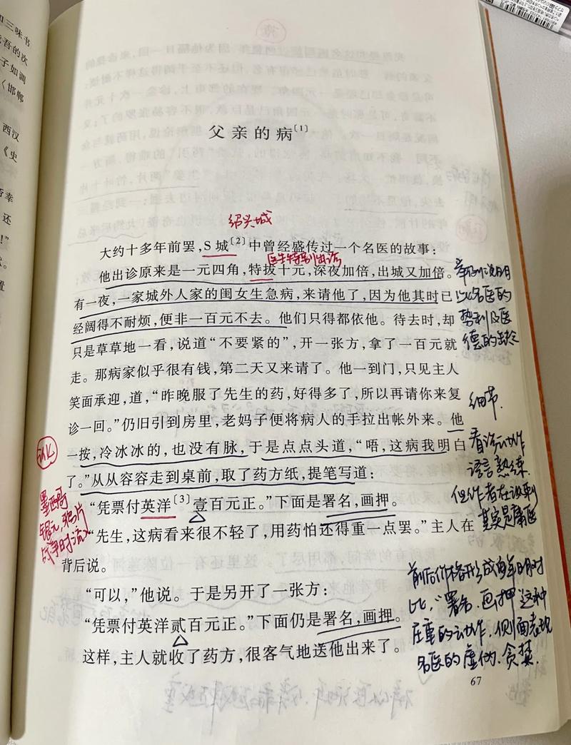中学课堂被考点标注满的整本书书页