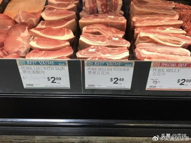 美国超市肉类价格标签纽约中国城对比