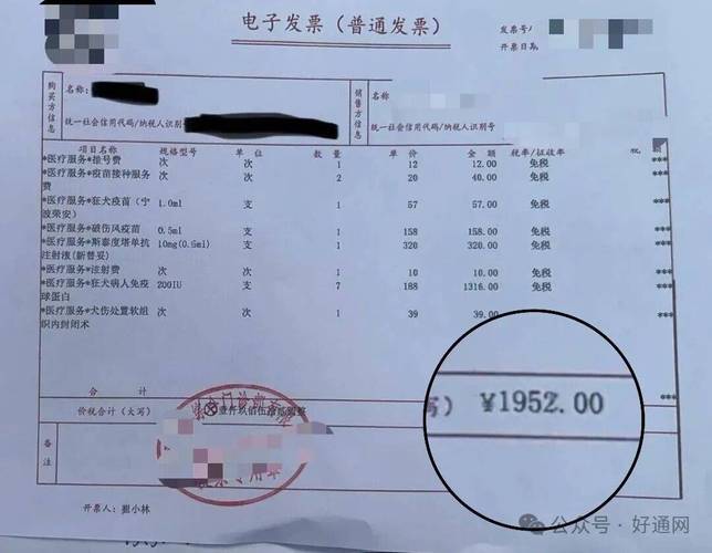 被狗咬伤后就医疫苗缴费票据照片
