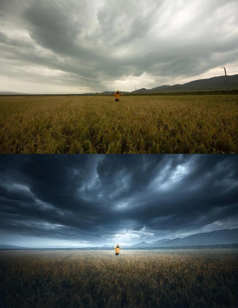 过度调色的旅游照片对比