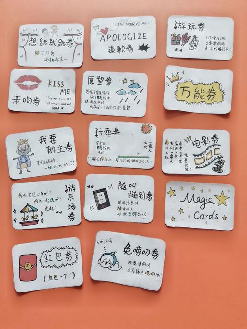 儿童手绘家庭错步兑换券卡片实拍
