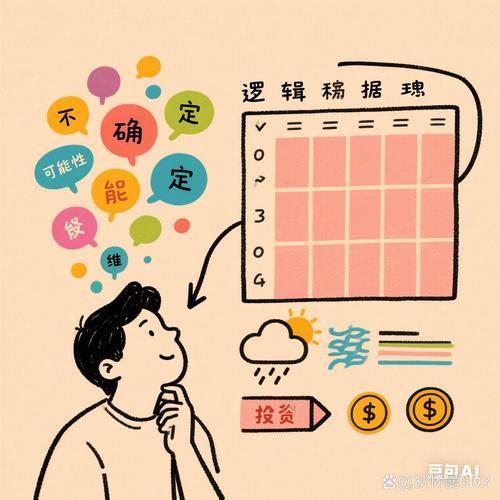 概率思维与不确定性决策的日常生活场景插画