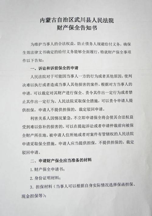 法院诉前财产保全流程告知单