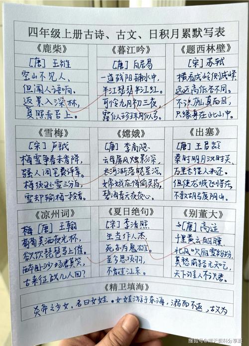 中小学教室讲台堆叠的古诗文默写本