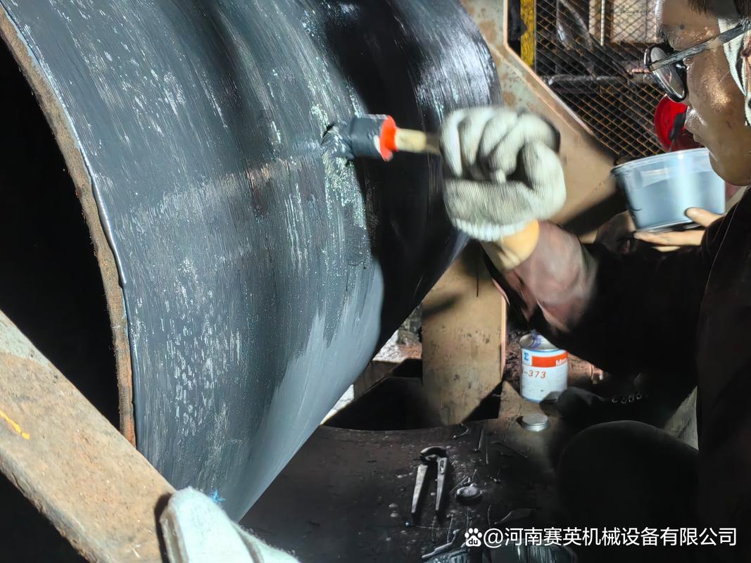 皮带机滚筒包胶磨损对比实拍