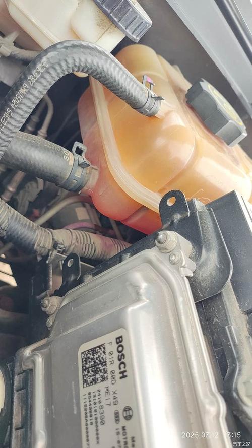汽车副水壶慢渗发白结晶实拍