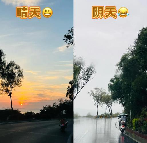 阴天户外光线与视觉对比示意图
